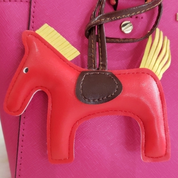 Red Faux Leather Horse Keychain or Bag Charm - Picture 5 of 5